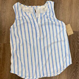 Eden & Olivia Blue & White Striped Sleeveless Button-Back Blouse - Size M NWT